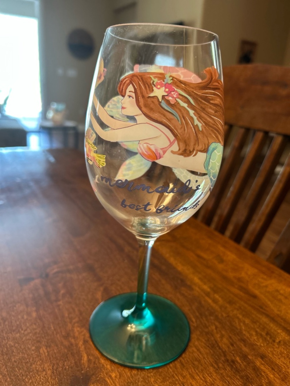 Mermaid Themed Acrylic Wine Glass in Teal